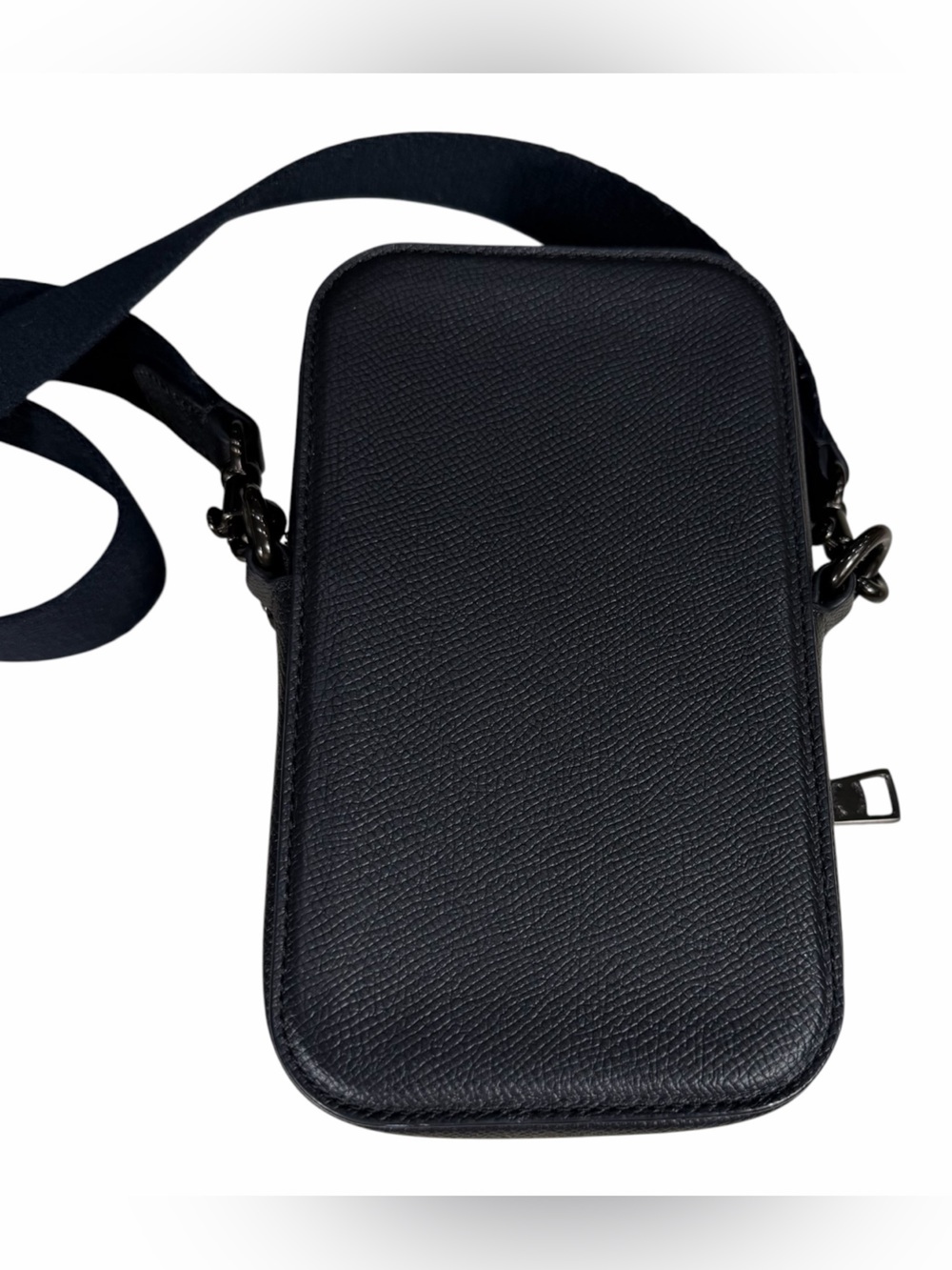 Coach Travel Phone Crossbody Pebbled Black Leather Crossbody Bag Structured - Picture 5 of 10
